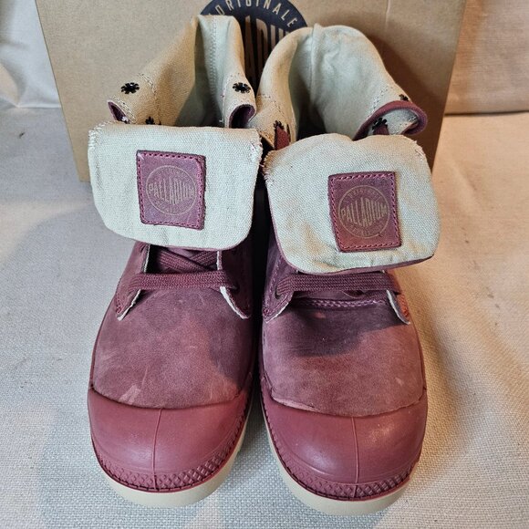 Palladium Women's Baggy Leather Canvas Hiking Boots - Size 8 - Picture 2 of 12